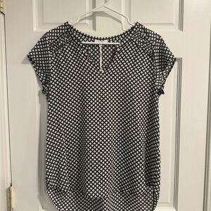 Pleione Black and White Patterned Blouse